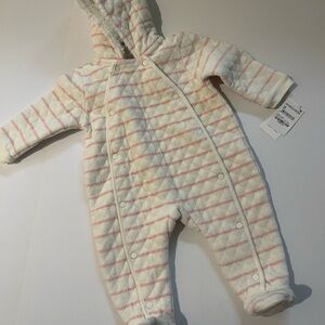 New! Lined Winter Cozy Pink and White Quilted Kids One Piece